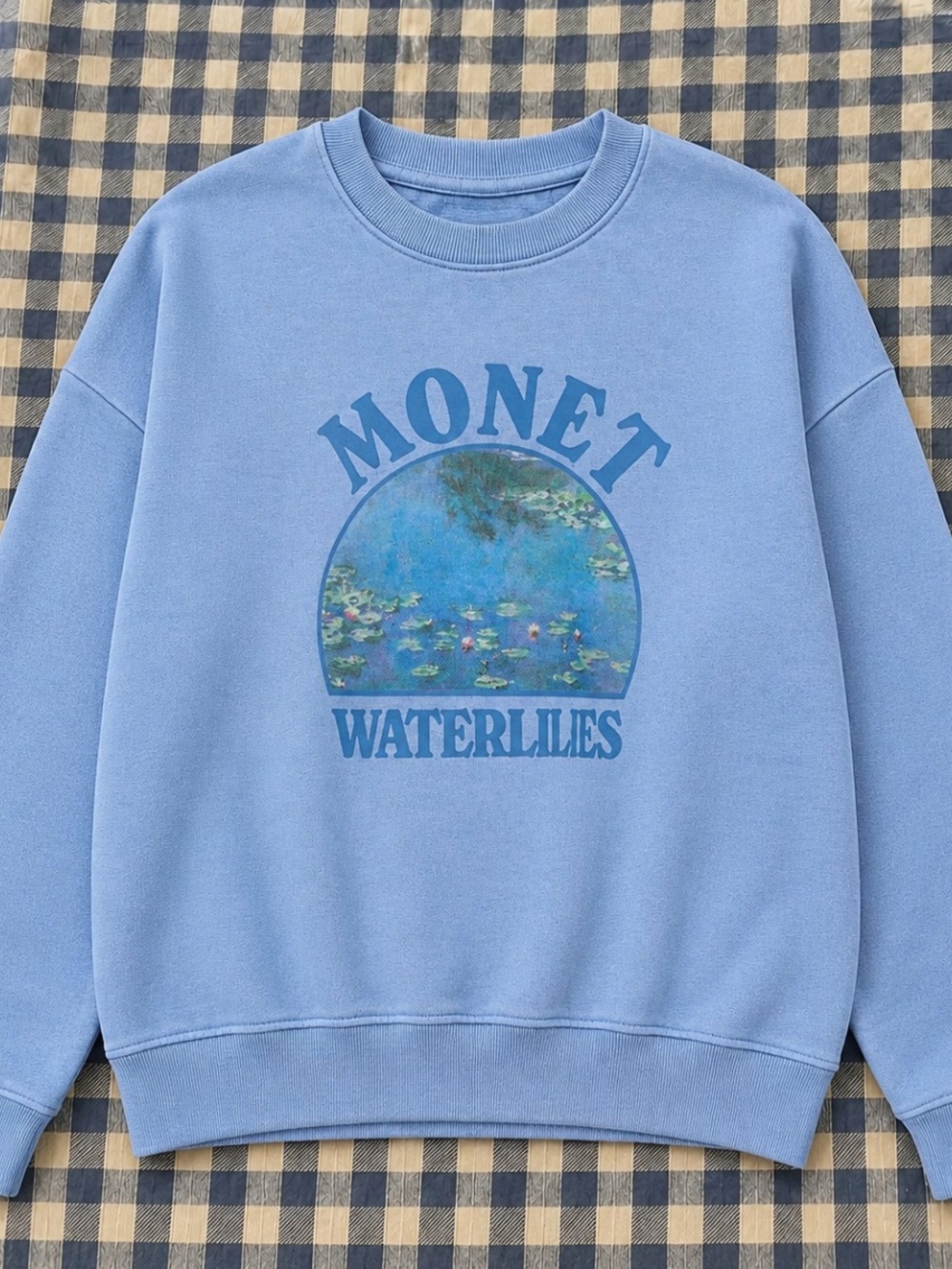 Vintage Monet Waterlilies Blue Graphic Sweatshirt Gift For Women